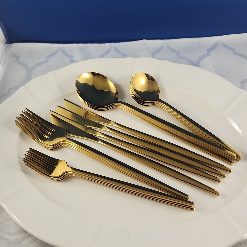 Elegant Golden Stainless Steel 20-pce Cutlery Flatware Silverware Set - Picture 5 of 10